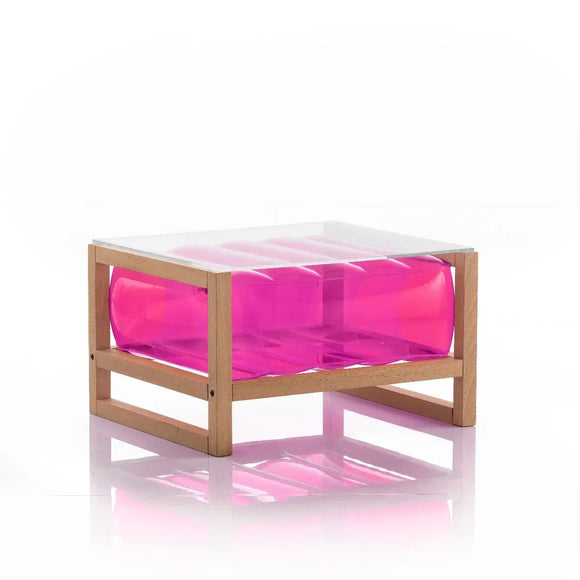 Crystal Pink Design Coffee Table in Wood and TPU