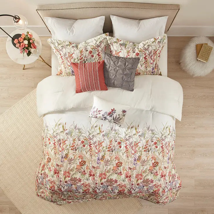 Watercolor Garden Floral Comforter/Duvet Cover Set