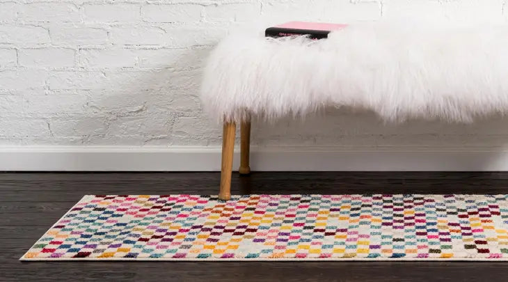 Modern Checkered Palm Bay Chromatic Rug