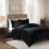 Dux Faux Fur 3-Piece Comforter Mini Set, Black