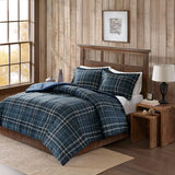 Plaid Soft Spun Comforter Mini Set, Blue/Green