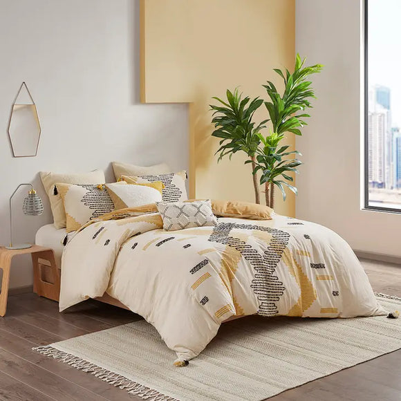 Sable Yellow Geo Tassel Comforter/Duvet Cover Mini Set