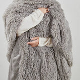 Weighted Blanket Shaggy Fur Throw 12/18 LB, Grey