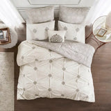 Reversible Embroidered Comforter/Duvet Cover Set, Ivory