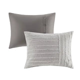 Grey Clipped Comforter/Duvet Cover Set w Removable Insert