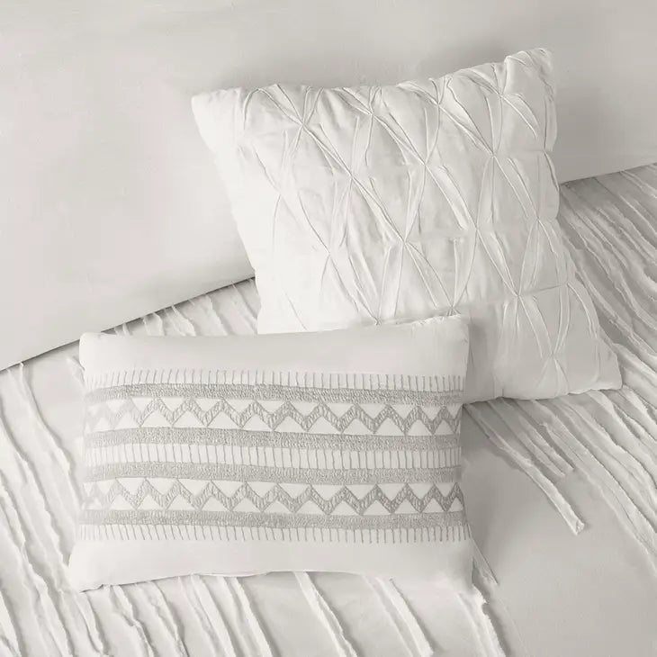 Taping Stripes 5-Piece Comforter or Duvet Cover Set, Ivory