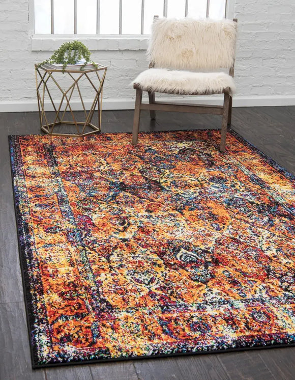 Traditional Distressed Vintage Rosso Rug