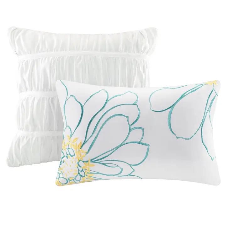 Ruffled Flow 5-Piece Comforter Set, White