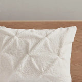 Sherpa Ivory Pintucked 3-Piece Comforter Set