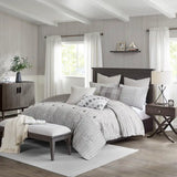 Grey Clipped Comforter/Duvet Cover Set w Removable Insert