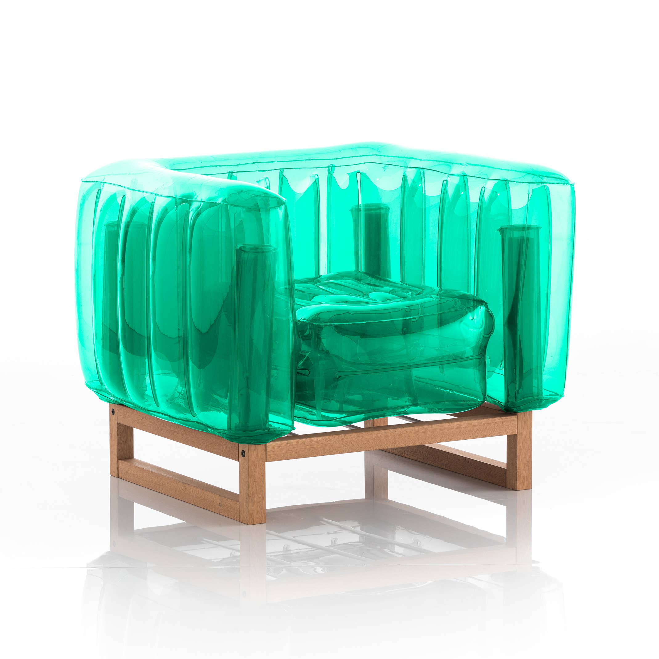 Crystal Green Wood and TPU Design Armchair