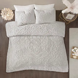 Tufted Medallion Comforter/Duvet Cover Mini Set, Grey