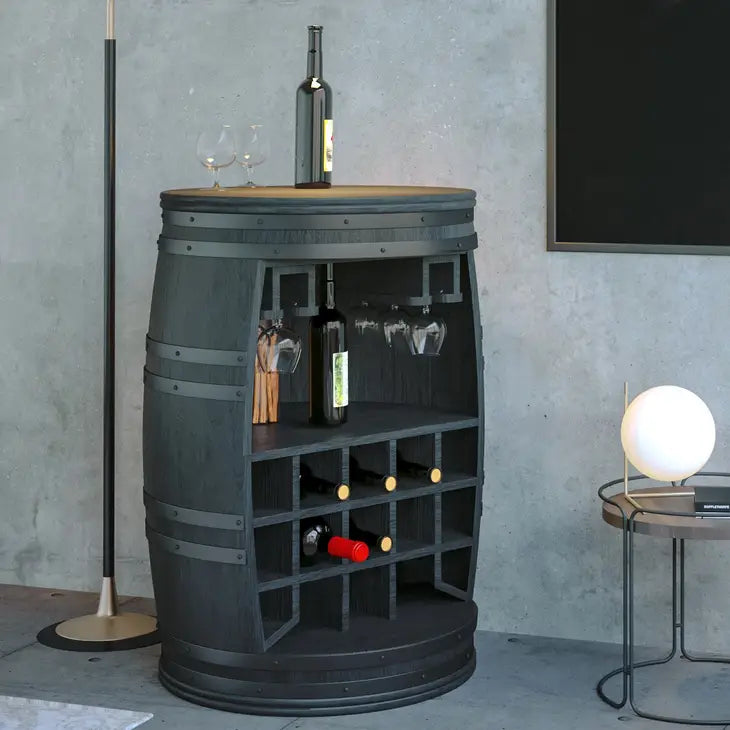 Wine Rack, Rosey-Black Bar Barrel