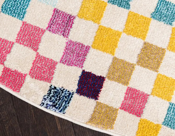 Modern Checkered Palm Bay Chromatic Rug