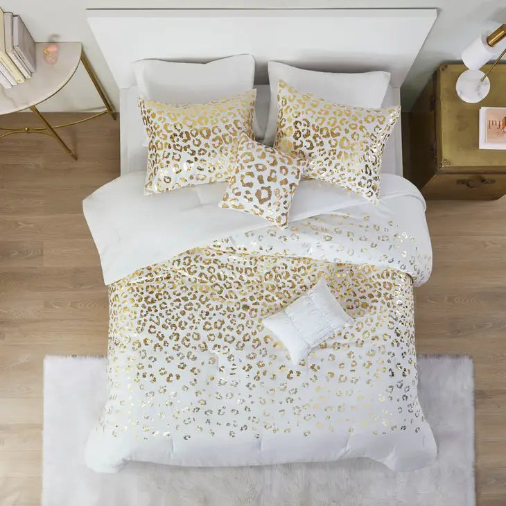 Gold Leopard Comforter/Duvet Cover Set