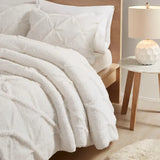 Sherpa Ivory Pintucked 3-Piece Comforter Set