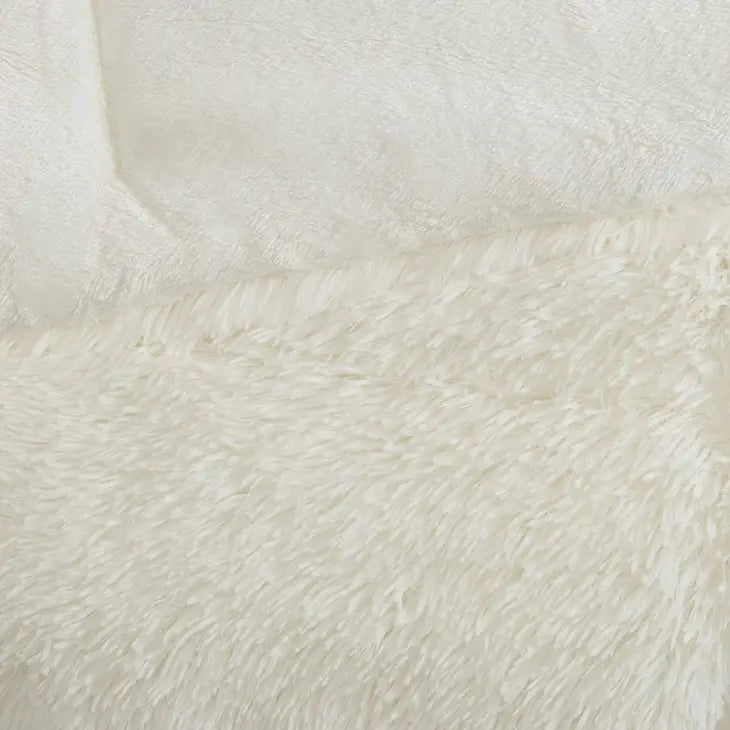 Shaggy Fur 3-Piece Comforter or Duvet Cover Set, White