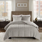 Dux Faux Fur 3-Piece Comforter Mini Set, Grey