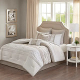 Embroidered Floral 8-Piece Comforter Set, Beige