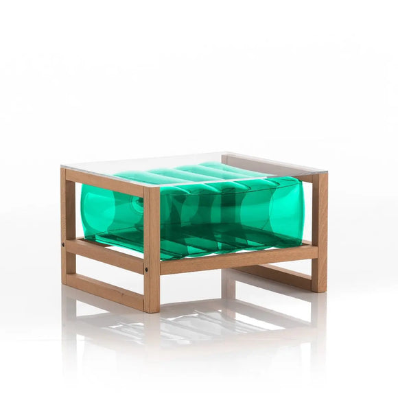 Crystal Green Wood and TPU Design Coffee Table