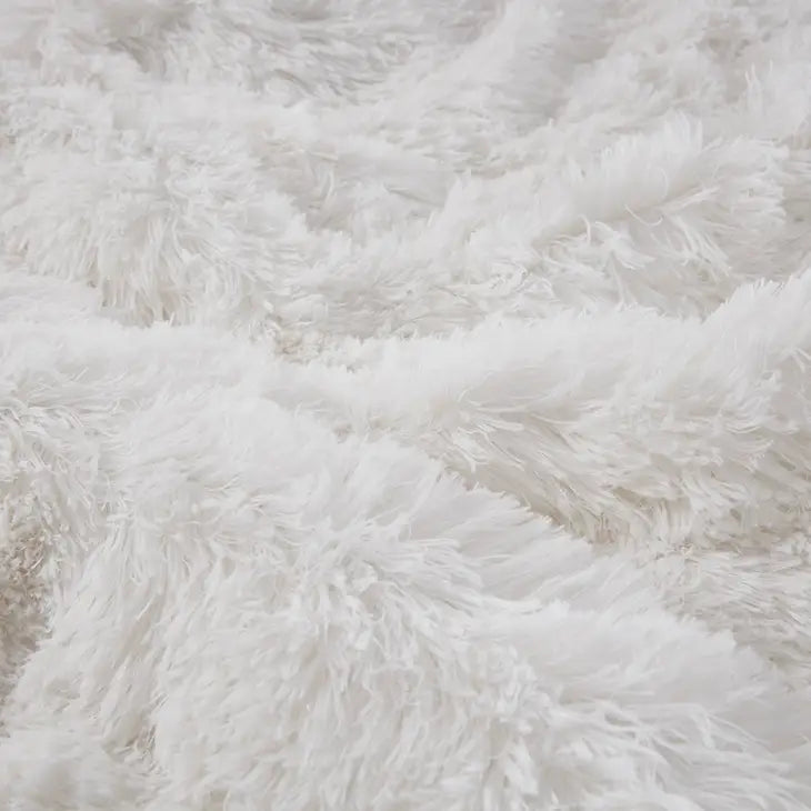 Weighted Blanket Shaggy Fur Throw 12 or 18 LB, Ivory