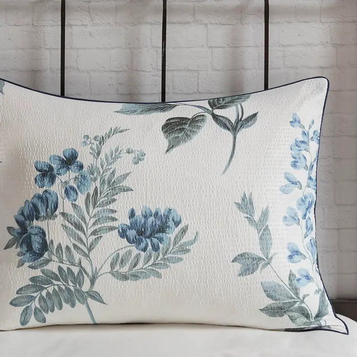 Watercolor Flora Comforter Set, Blue
