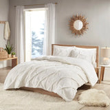 Sherpa Ivory Pintucked 3-Piece Comforter Set