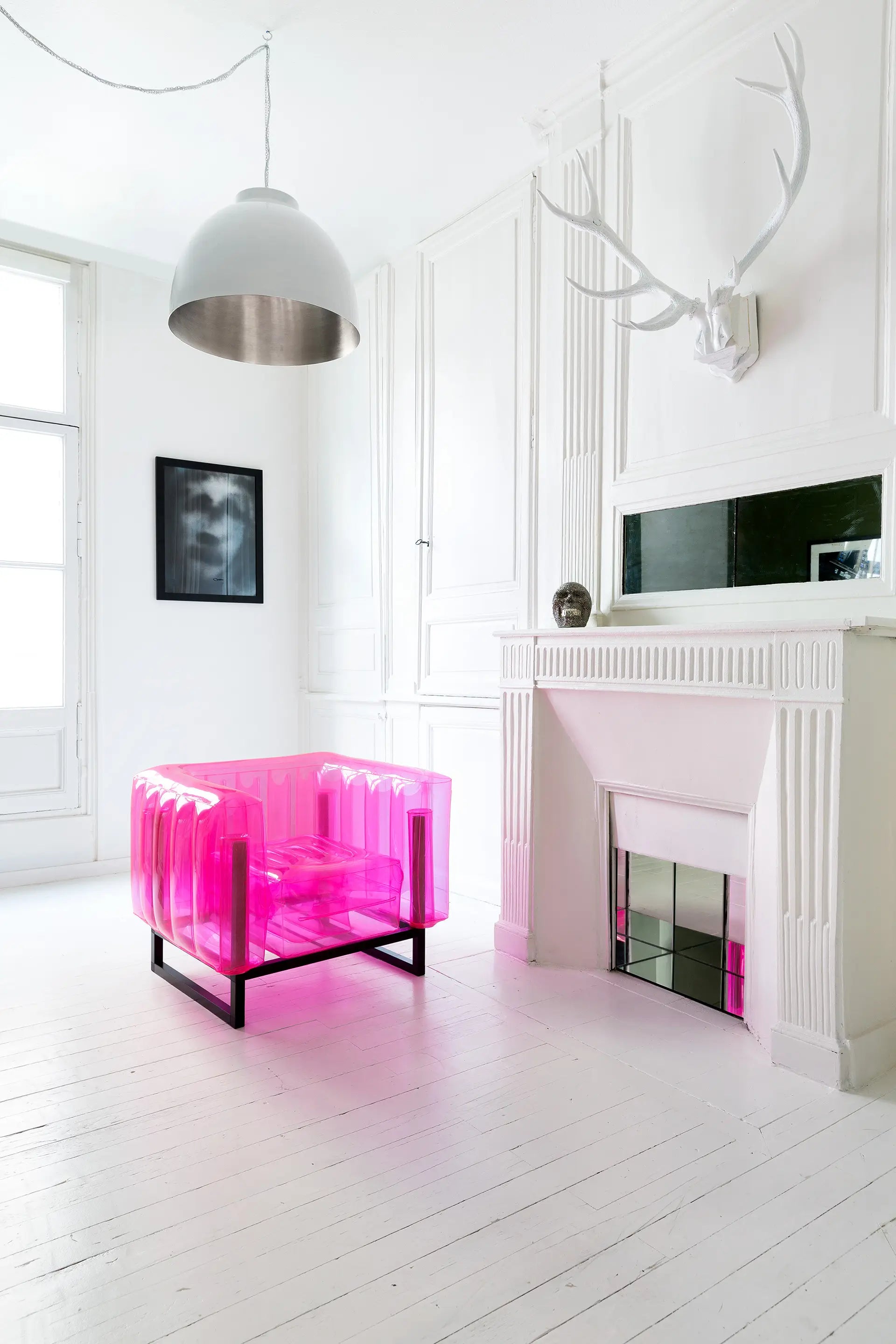 Crystal Pink Wood and TPU Design Armchair