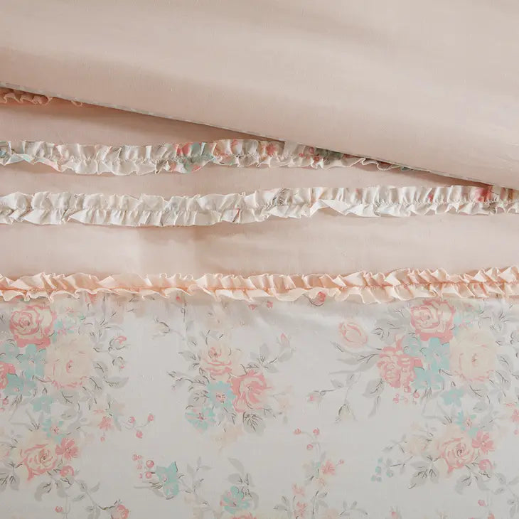 Pink Floral Cottage Comforter Set