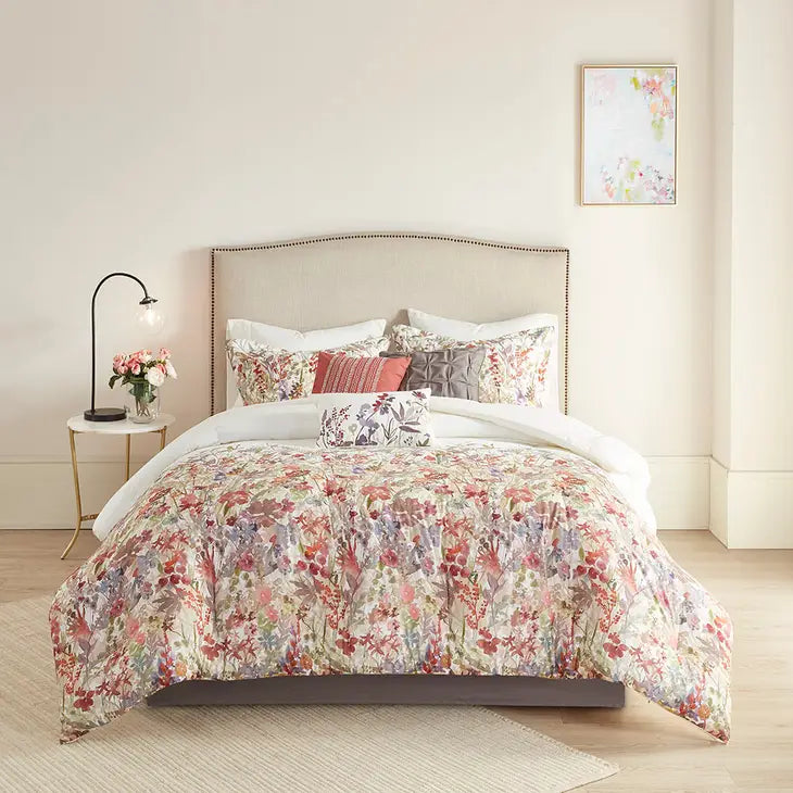 Watercolor Garden Floral Comforter/Duvet Cover Set