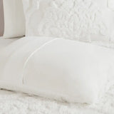 Tufted Chenille Damask Comforter/Duvet Cover Mini Set, White