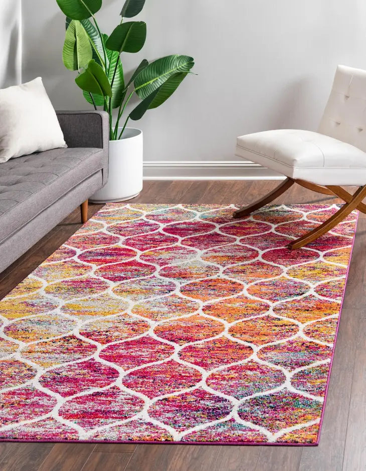 Geometric Rounded Trellis Frieze Rug (Large Rectangular)