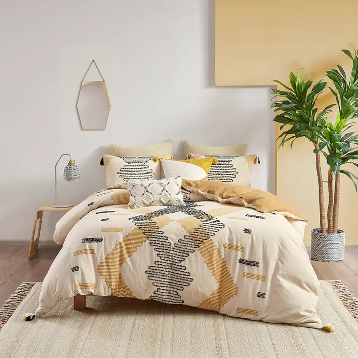 Sable Yellow Geo Tassel Comforter/Duvet Cover Mini Set