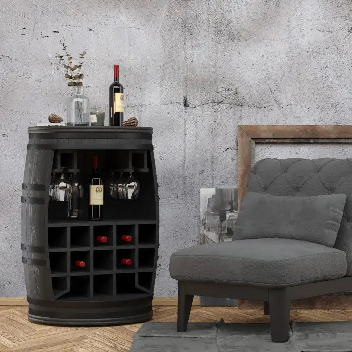 Wine Rack, Rosey-Black Bar Barrel