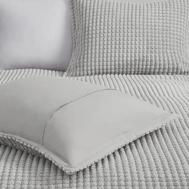 Plush Clip Textured Comforter/Duvet Cover, Gray