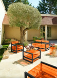 Design coffee table in aluminium and TPU Crystal Orange