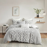 Chambray Tufted Comforter/Duvet Cover Mini Set, Grey