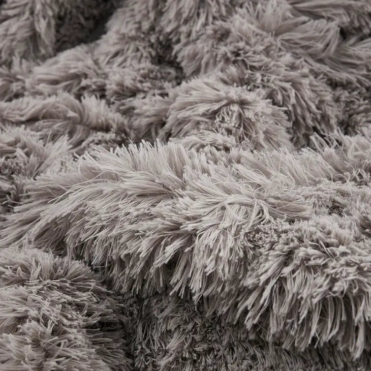 Weighted Blanket Shaggy Fur Throw 12/18 LB, Grey