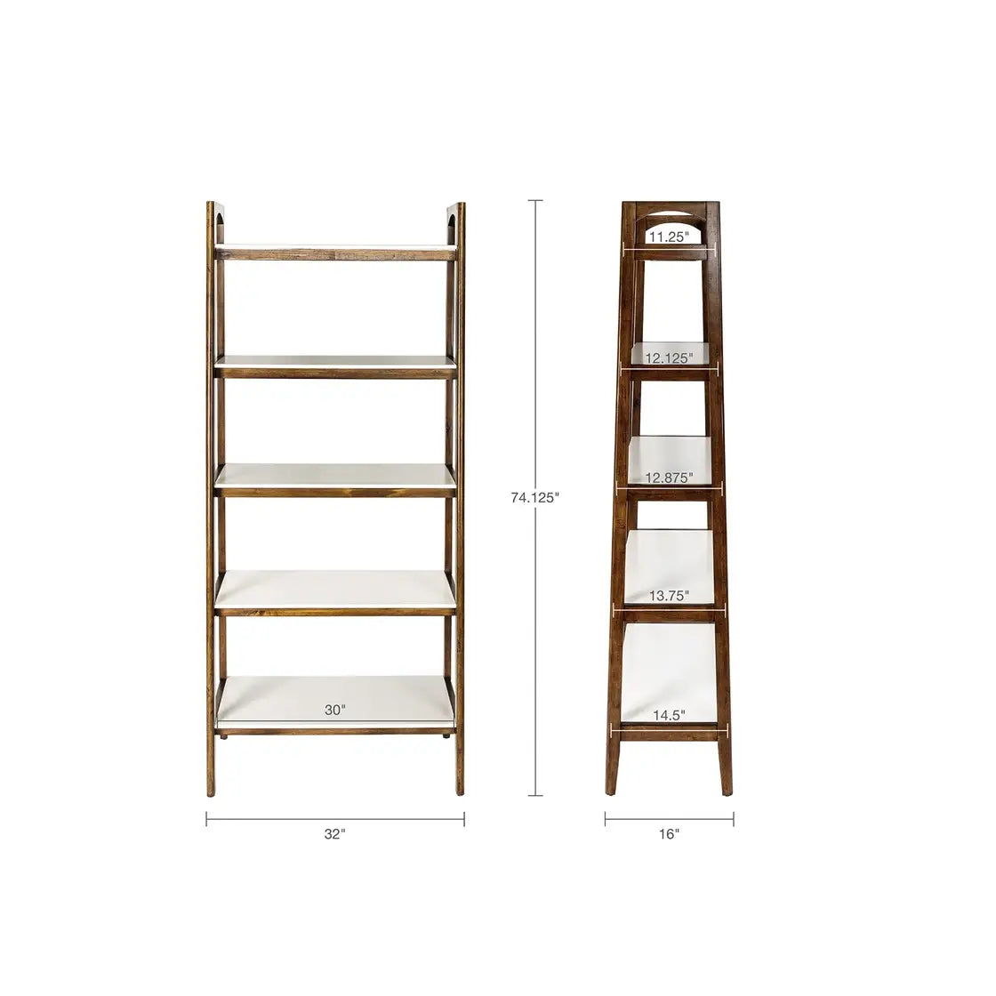 Wood White-Top Bookcase Display Shelf, Pecan (LTL)