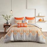 Paisley Boho Comforter Set, Orange