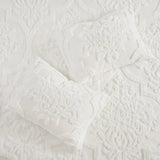 Tufted Chenille Damask Comforter/Duvet Cover Mini Set, White