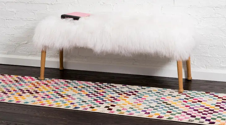 Modern Checkered Palm Bay Chromatic Rug