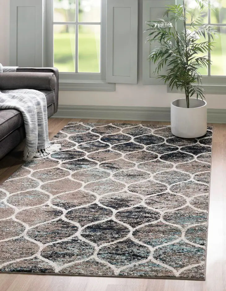 Geometric Rounded Trellis Frieze Rug (Large Rectangular)