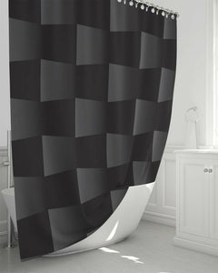 Bath Accessories, 3D Square Style Black And Gray Shower Curtain