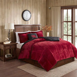 Plush to Sherpa Winter Comforter Set, Red
