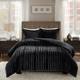 Dux Faux Fur 3-Piece Comforter Mini Set, Black