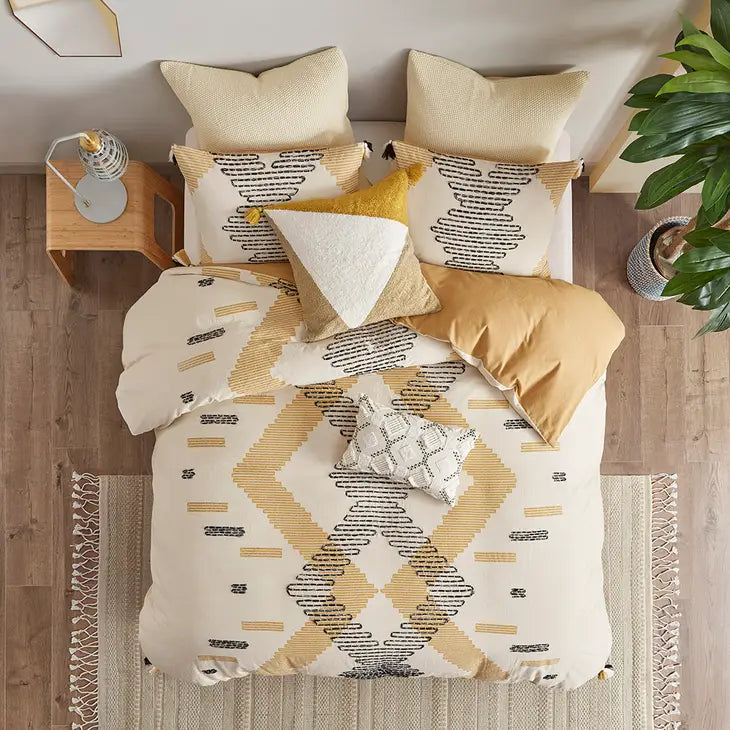 Sable Yellow Geo Tassel Comforter/Duvet Cover Mini Set