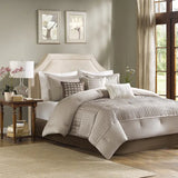 Charmeuse Striped 7-Piece Comforter Set, Champagne