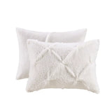 Sherpa Ivory Pintucked 3-Piece Comforter Set