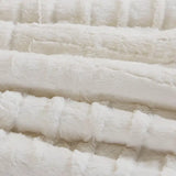 3-Piece Faux Faur Checkbord Comforter Set, Ivory